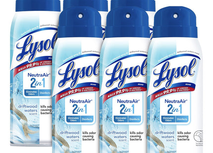 Lysol NeutraAir, 2 In 1 Eliminates Odors and Disinfects,, Air Freshener Spray, Driftwood Waters Scent, 10 Fl Ounce (Pack Of 6)