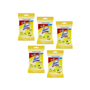 Lysol Disinfecting Multi-Surface Antibacterial Cleaning Wipes, Lemon & Lime Blossom Scent, Flatpack, 15 Count (Pack Of 5)