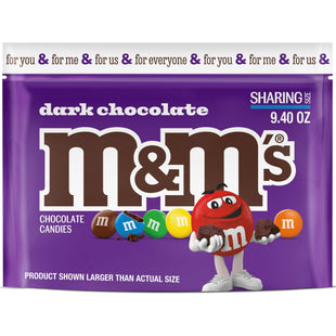 M&M’S Dark Chocolate Candy Pouch, Chocolate In Crunchy Candy Shells, Sharing Size, Resealable Candy Bag, 9.4 Ounce (Pack Of 2)