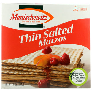 Manischewitz Old Fashioned Thin Salted Matzo, Airy Crispy Crackers, Non GMO, 10 Ounce (Pack Of 6)