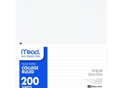 Mead (15326) Loose Leaf Paper, Notebook Paper, College Ruled Filler Paper, 10 1/2 X 8 Inch, 200 Sheets (Pack Of 1)