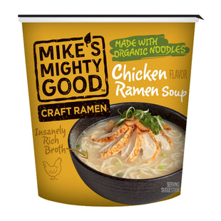 Mike's Mighty Good Ramen Soup, Chicken Noodle Soup, Organic Non-GMO, Instant Ramen Noodles Cups, 1.6 Ounce (Pack Of 1)