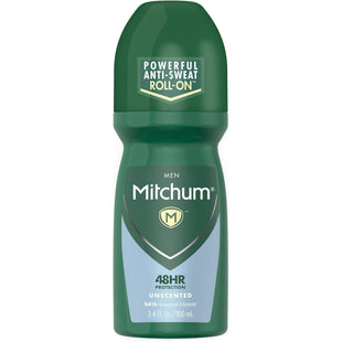 Mitchum Men Powerful Anti-Sweat Antiperspirant Deodorant Roll On, Unscented, 3.4 oz (Pack Of 1)