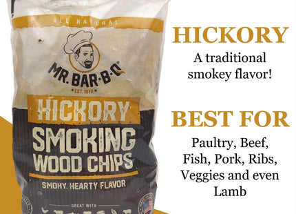 Mr. Bar-B-Q Hickory Wood Smoker Chips Smoky & Fruity Flavor All Natural Hickory Wood Chips, 1.6 Pound Bag  (Pack Of 1)