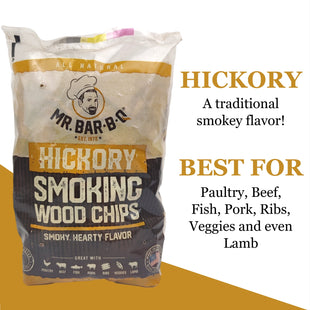 Mr. Bar-B-Q Hickory Wood Smoker Chips Smoky & Fruity Flavor All Natural Hickory Wood Chips, 1.6 Pound Bag  (Pack Of 1)