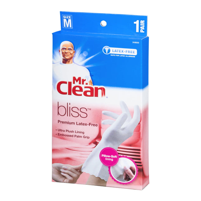 Mr. Clean Premium Latex-Free Gloves Bliss Medium Size 1-Pair (Pack Of 6)