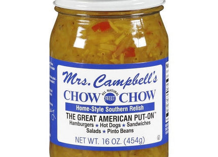 Mrs. Campbell's All Natural Sweet Southern Chow Chow Relish, No Artificial Flavors, Gluten Free, 16 Ounce (Pack Of 1)