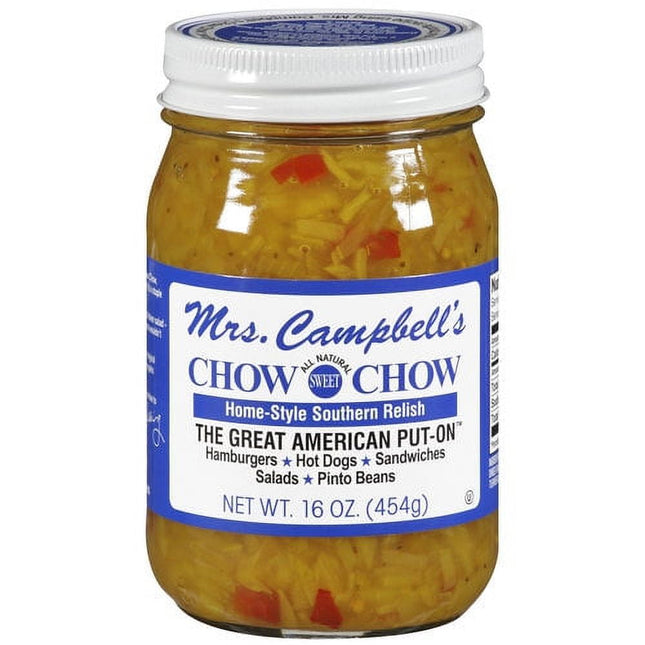 Mrs. Campbell's All Natural Sweet Southern Chow Chow Relish, No Artificial Flavors, Gluten Free, 16 Ounce (Pack Of 1)