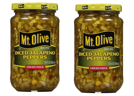 Mt Olive Pickle Diced Jalapeno Pepper, Pickled, Low Calorie, Gluten Free, Fresh Pack, 12 Ounce (Pack Of 2)