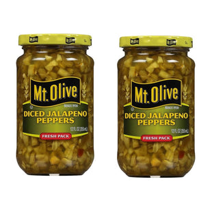 Mt Olive Pickle Diced Jalapeno Pepper, Pickled, Low Calorie, Gluten Free, Fresh Pack, 12 Ounce (Pack Of 2)