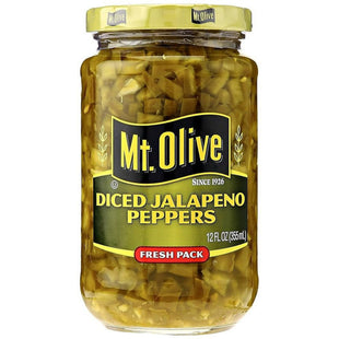 Mt Olive Pickle Diced Jalapeno Pepper, Pickled, Low Calorie, Gluten Free, Fresh Pack, 12 Ounce (Pack Of 1)