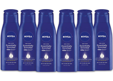 NIVEA Essentially Enriched, Deep Nourishing, Almond Oil Body Lotion, Travel Size 2.5 Fl Ounce (Pack Of 6)