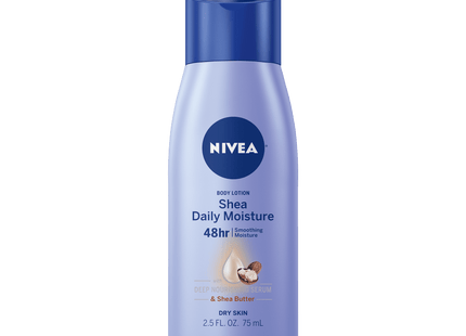 Nivea Shea Nourish Body Lotion, Smooth Sensation Body, Dry Skin Lotion with Shea Butter, Travel Size 2.5 Fl Ounce (Pack Of 1)