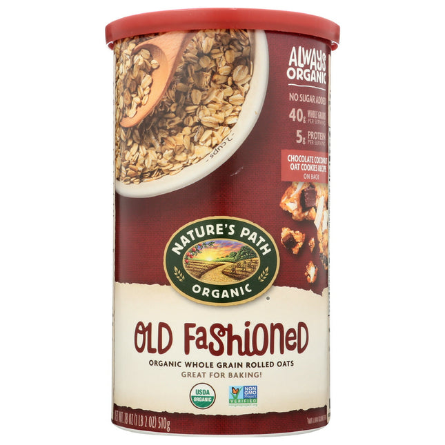 Nature’s Path Organic Old Fashioned Whole Grain Rolled Oats, Oven Toasted, Non-GMO, 18 Ounce (Pack Of 1)