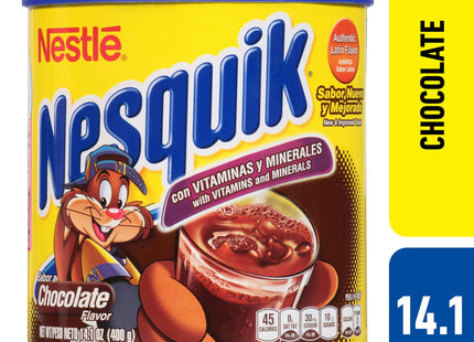 Nestle NESQUIK Chocolate Flavored Drink Mix Chocolate Powder, Fat Free, 14.1 Ounce (Pack Of 1)