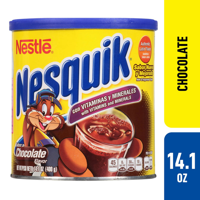 Nestle NESQUIK Chocolate Flavored Drink Mix Chocolate Powder, Fat Free, 14.1 Ounce (Pack Of 1)