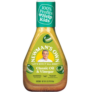 Newman's Own Olive Oil & Vinegar Salad Dressing, No Artificial Flavors And Preservatives, 16 Ounce (Pack Of 12)