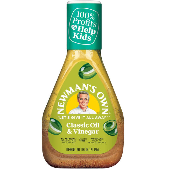 Newman's Own Olive Oil & Vinegar Salad Dressing, No Artificial Flavors And Preservatives, 16 Ounce (Pack Of 1)