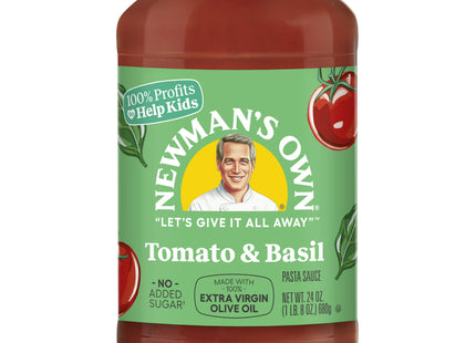 Newman's Own Tomato & Basil Bambolina Pasta Sauce, Extra Virgin Olive Oil, No Added Sugar, 24 Ounce (Pack Of 1)