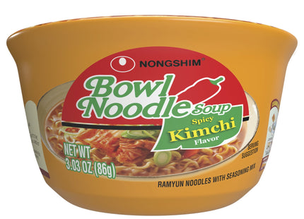 Nongshim Bowl Instant Noodle Ramen Soup, Spicy Kimchi Soup flavor, 3.03 Ounce (Pack Of 24)