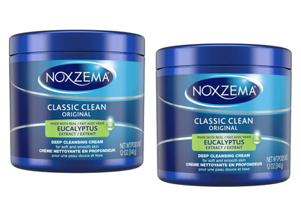 Noxzema Classic Moisturizing Facial Cleanser Cream, With Real Eucalyptus Extract, For All Skin, 12 Ounce (Pack Of 2)