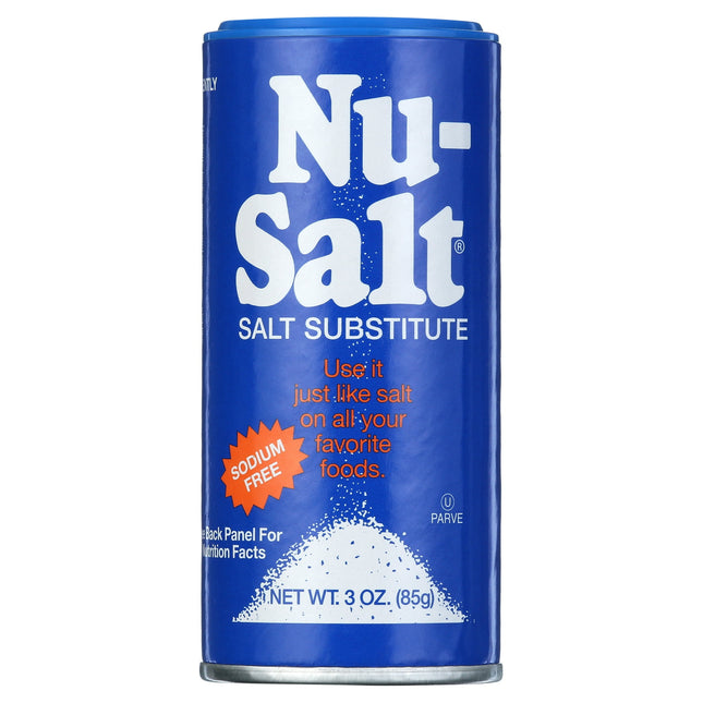 Nu-Salt Sodium-Free Salt Substitute, Contains Potassium Chloride, Table Salt Alternative, 3 Ounce (Pack Of 12)