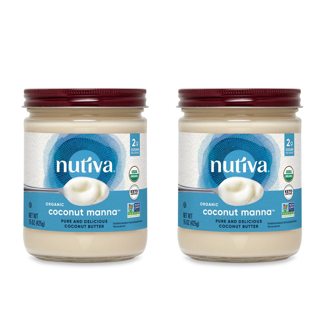 Nutiva Organic Coconut Manna Pur̩ed Coconut Butter, Creamy Spread for Smoothies, Gluten-Free, 15 Ounce (Pack Of 2)