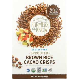 One Degree Organic, Foods Veganic, Sprouted Brown Rice Cacao Crisps, 10 Ounce (Pack Of 12)