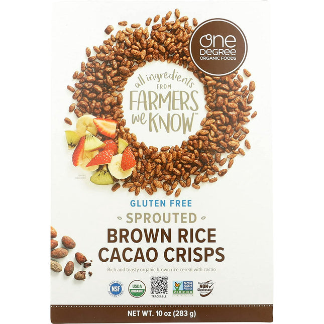 One Degree Organic, Foods Veganic, Sprouted Brown Rice Cacao Crisps, 10 Ounce (Pack Of 1)