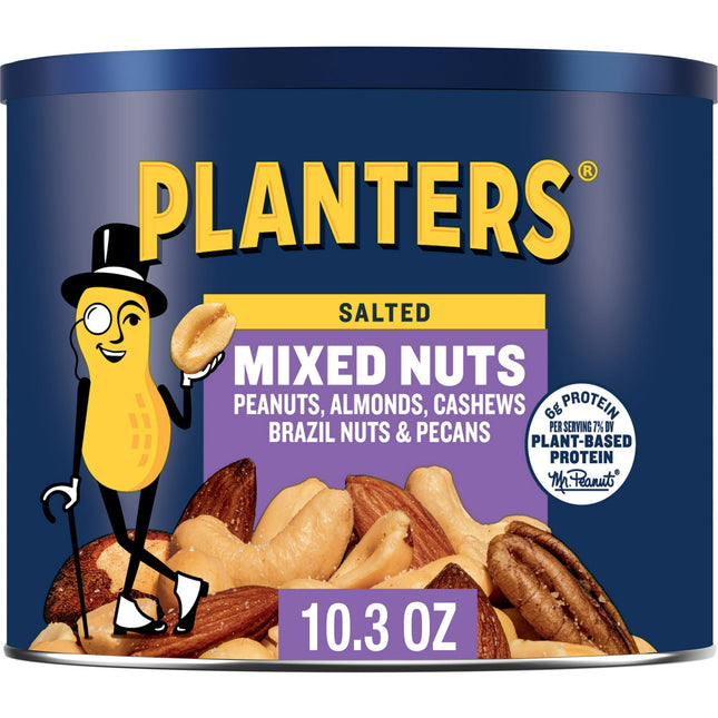 PLANTERS Salted Mixed Nuts, Party Snacks, Plant-Based Protein 10.3 Ounce (Pack Of 1)