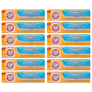 Arm & Hammer Baking Soda & Peroxide Toothpaste, Tartar Control, Deep Clean, Fresh Mint 6 Ounce (Pack Of 12)