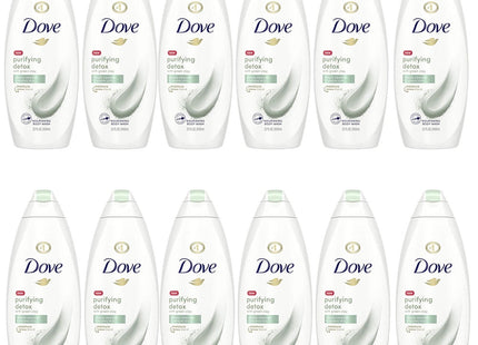 Dove Beauty Purifying Detox Deep Cleanse & Skin Renewal, Green Clay Nourishing, Body Wash 22 Fl Ounce (Pack Of 12)