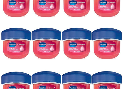 Vaseline Lip Therapy Rosy Lips Lip Treatment Balm Ointment Tinted Pink 0.25 Ounce Jar (Pack Of 9)