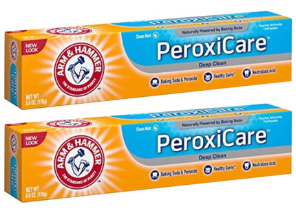 Arm & Hammer Baking Soda & Peroxide Toothpaste, Tartar Control, Deep Clean, Fresh Mint 6 Ounce (Pack Of 2)