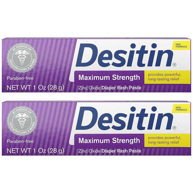 Desitin Diaper Rash Ointment Maximum Strength Original Zinc Oxide Paste 1 Oz (Pack Of 2)