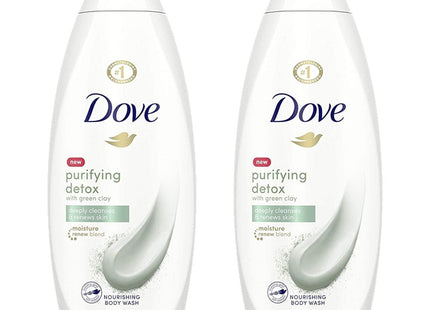 Dove Beauty Purifying Detox Deep Cleanse & Skin Renewal, Green Clay Nourishing, Body Wash 22 Fl Ounce (Pack Of 2)