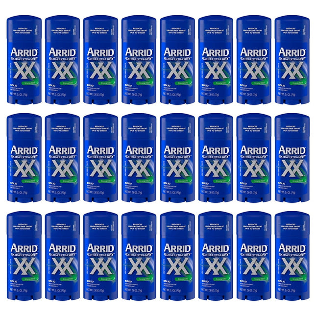 Arrid XX Extra Extra Dry, Solid Antiperspirant Deodorant, for Unisex, Unscented 2.6 Ounce (Pack Of 24)