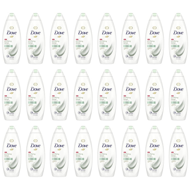 Dove Beauty Purifying Detox Deep Cleanse & Skin Renewal, Green Clay Nourishing, Body Wash 22 Fl Ounce (Pack Of 24)