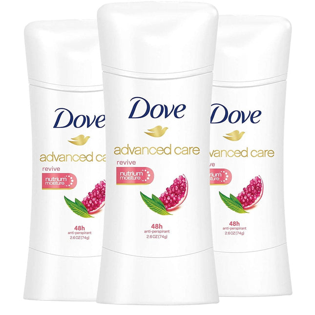 Dove Advanced Care, Antiperspirant Deodorant Stick, Pro-Ceramide, Nutrium Moisture, Revive 2.6 Oz (Pack Of 3)