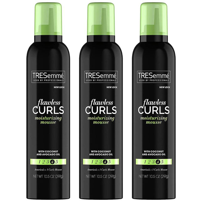 TRESemme Curl Care Flawless Curls Hair Mousse,  Coconut and Avocado Oil, Extra Hold Hair Spray, 10.5 Ounce (Pack Of 3)