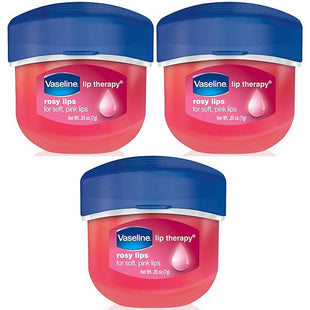 Vaseline Lip Therapy Rosy Lips Lip Treatment Balm Ointment Tinted Pink 0.25 Ounce Jar (Pack Of 3)