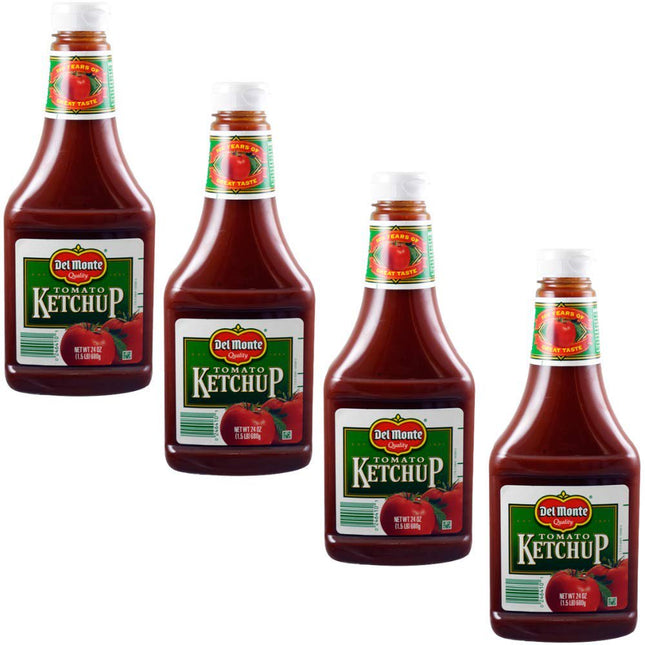 Del Monte Natural Tangy Delicious Tomato Ketchup Bottle,  No artificial flavors Or Preservatives, 24 Ounce (Pack Of 4)