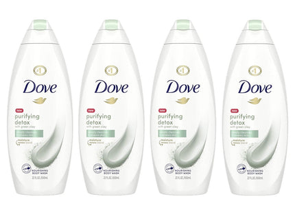 Dove Beauty Purifying Detox Deep Cleanse & Skin Renewal, Green Clay Nourishing, Body Wash 22 Fl Ounce (Pack Of 3)