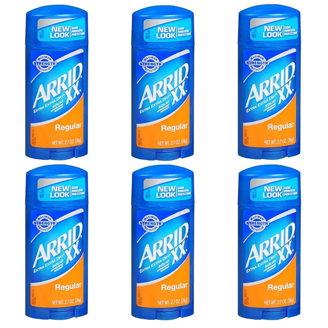 Arrid XX Extra Extra Dry, Maximum Strength, Antiperspirant Deodorant Stick, Solid Regular, 2.6 Ounce (Pack Of 6)