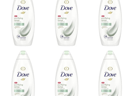 Dove Beauty Purifying Detox Deep Cleanse & Skin Renewal, Green Clay Nourishing, Body Wash 22 Fl Ounce (Pack Of 6)