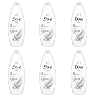 Dove Beauty Purifying Detox Deep Cleanse & Skin Renewal, Green Clay Nourishing, Body Wash 22 Fl Ounce (Pack Of 6)