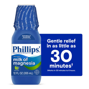 Phillips Milk of Magnesia, Gentle Relief Liquid Magnesium Laxative, Fresh Mint, 12 Ounce (Pack Of 3)