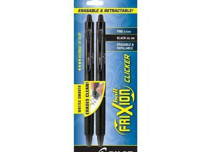 Pilot FriXion Clicker Retractable, Erasable, Refillable, Gel Pens, (31460) Fine Point, Black Ink, 2 Count (Pack Of 3)