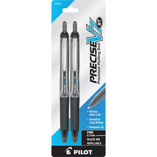 Pilot Precise V7 RT Pens, (26056) Fine Point, 0.7 mm, Rolling Ball, Black Ink, 2 Count, (Pack Of 2)