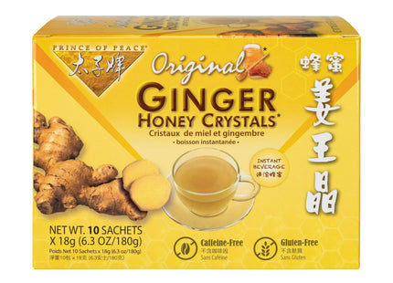 Prince Of Peace Original Ginger Honey Crystal Tea, Caffeine Free, 10 Count (Pack Of 6)